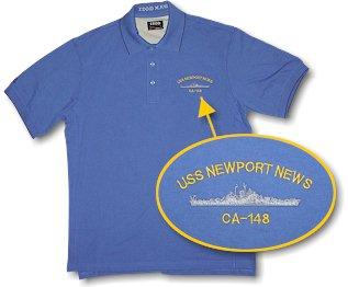 #28- USS Newport News CA-148 IZOD XFG No Pocket Golf T-Shirt - LIMITED QUANTITY- WILL NOT REORDER