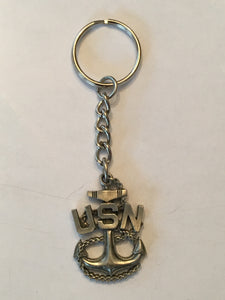 #56C- Navy Anchor Pewter Key Chain