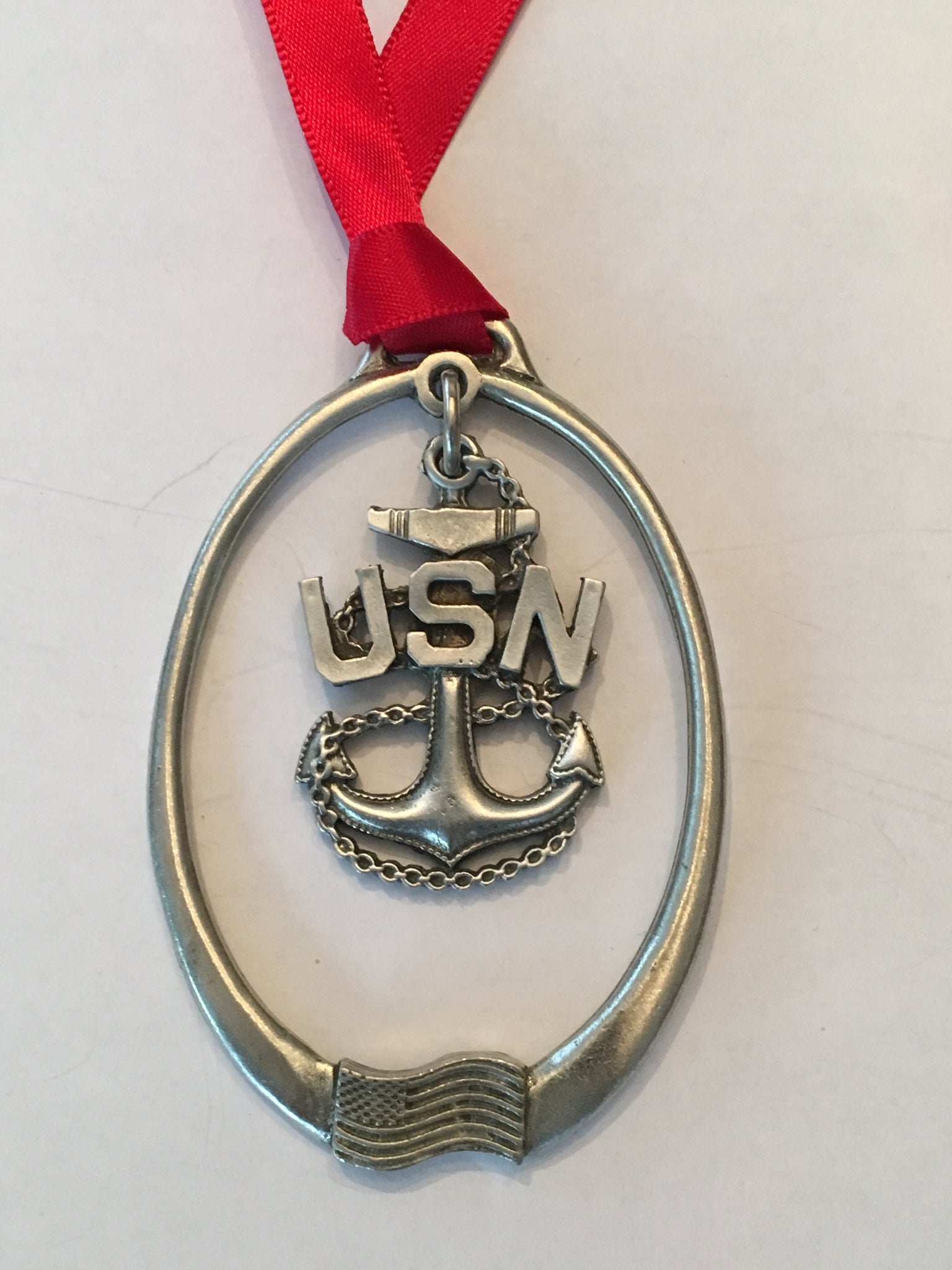 #57C- Navy Anchor Pewter Ornament, (Limited Inventory- Will NOT restock)