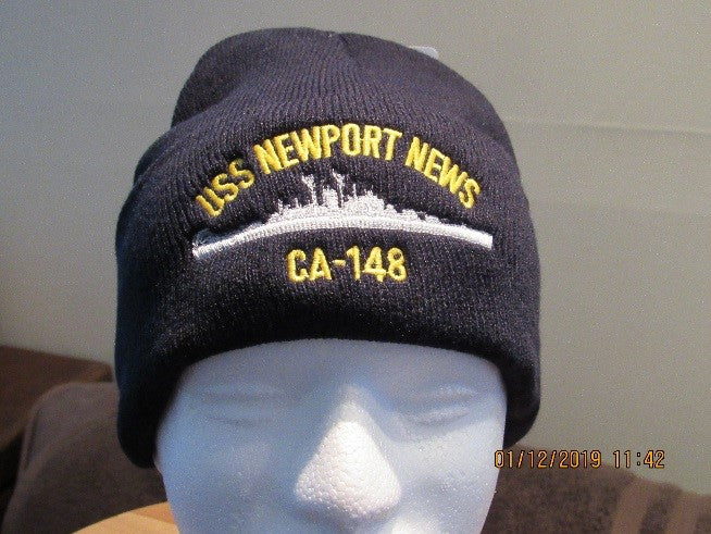 #04-USS Newport News Wool Watch Cap With Ship's Silhouette