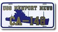 #83- USS Newport News CA-148 Custom Metal Front License Plate